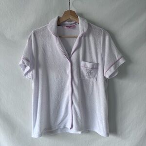 Vintage Y2K Juicy Couture Velour PJ Top XL Rhinestone Back Logo